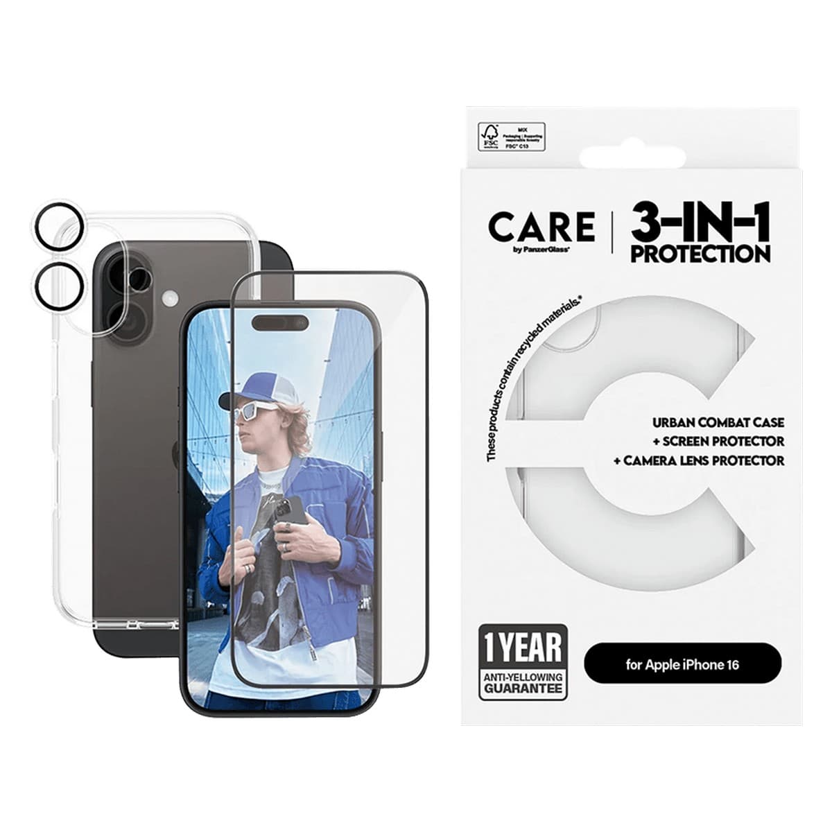PanzerGlass Care 3-in-1 Flagship Bundle for iPhone 16