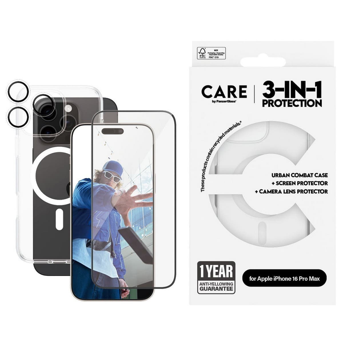 PanzerGlass Care 3-in-1 Flagship MagSafe Bundle for iPhone 16 Pro Max
