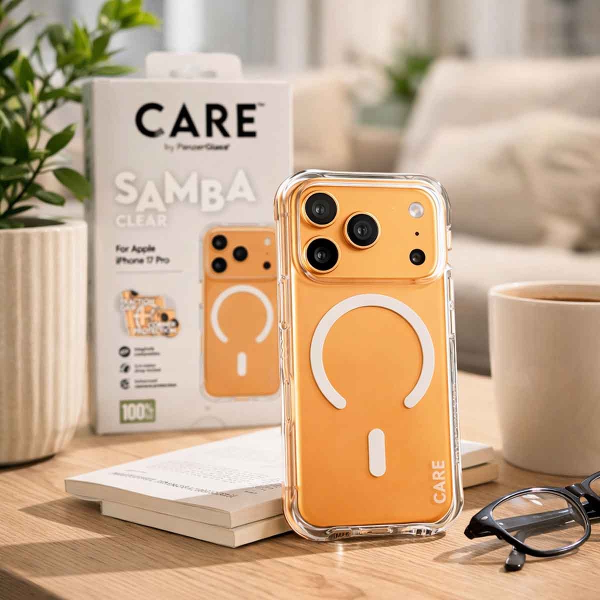 بانزر جلاس كير حافظة سامبا شفافة لجوال ايفون 17 برو