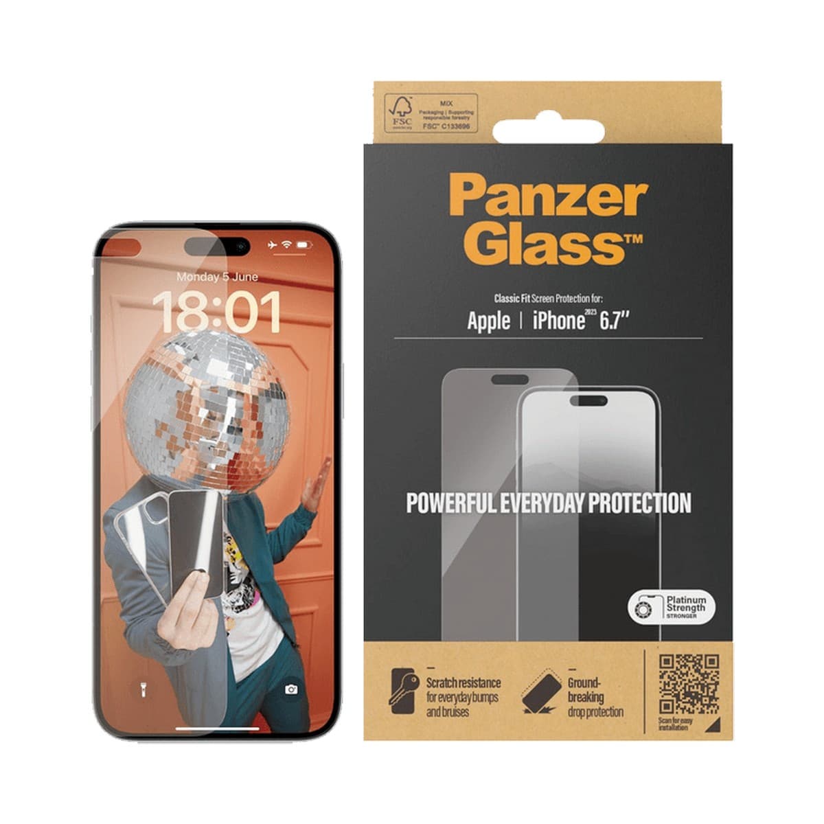 PanzerGlass Classic Fit Screen Protector for iPhone 15 Plus/14 Pro Max