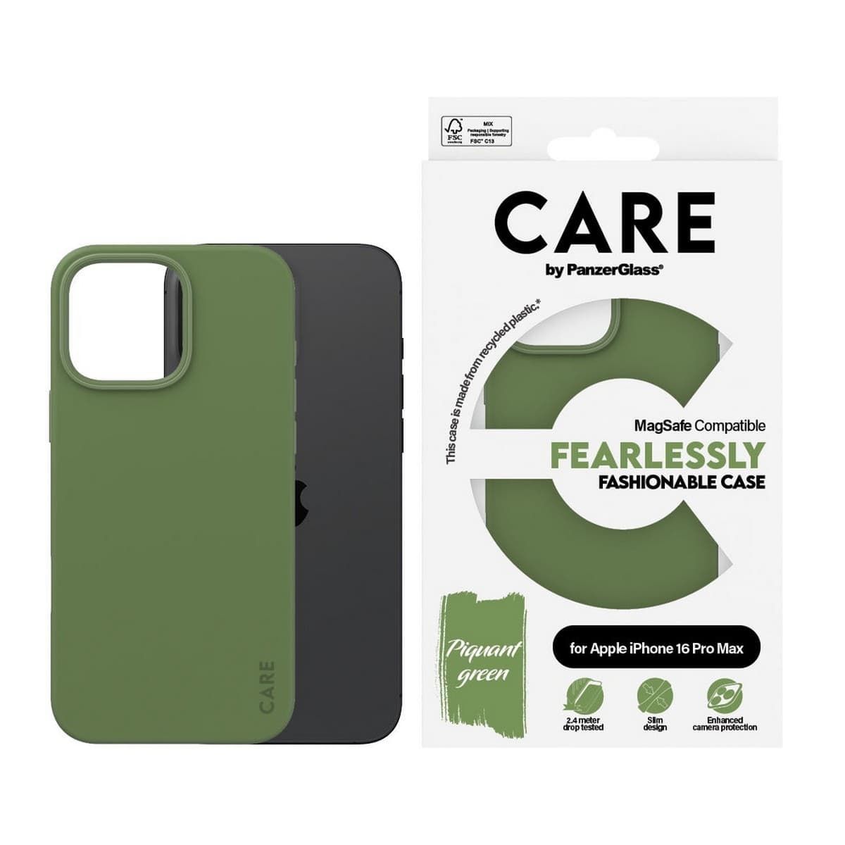 PanzerGlass Green Care Fashionable Case with MagSafe for iPhone 16 Pro Max