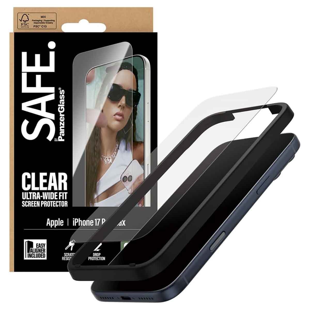PanzerGlass Safe Clear Screen Protector Glass for iPhone 17 Pro Max