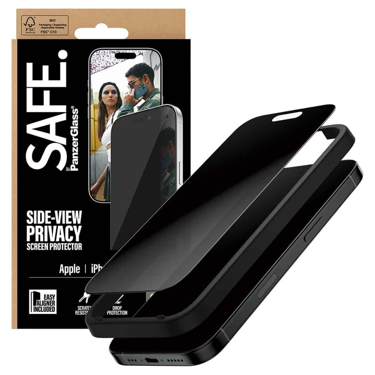 PanzerGlass Safe Privacy Screen Protector Glass for iPhone 17/16 Pro