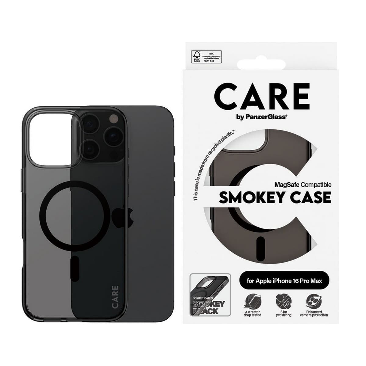 PanzerGlass Smokey Care Urban Combat Case with Black MagSafe for iPhone 16 Pro Max