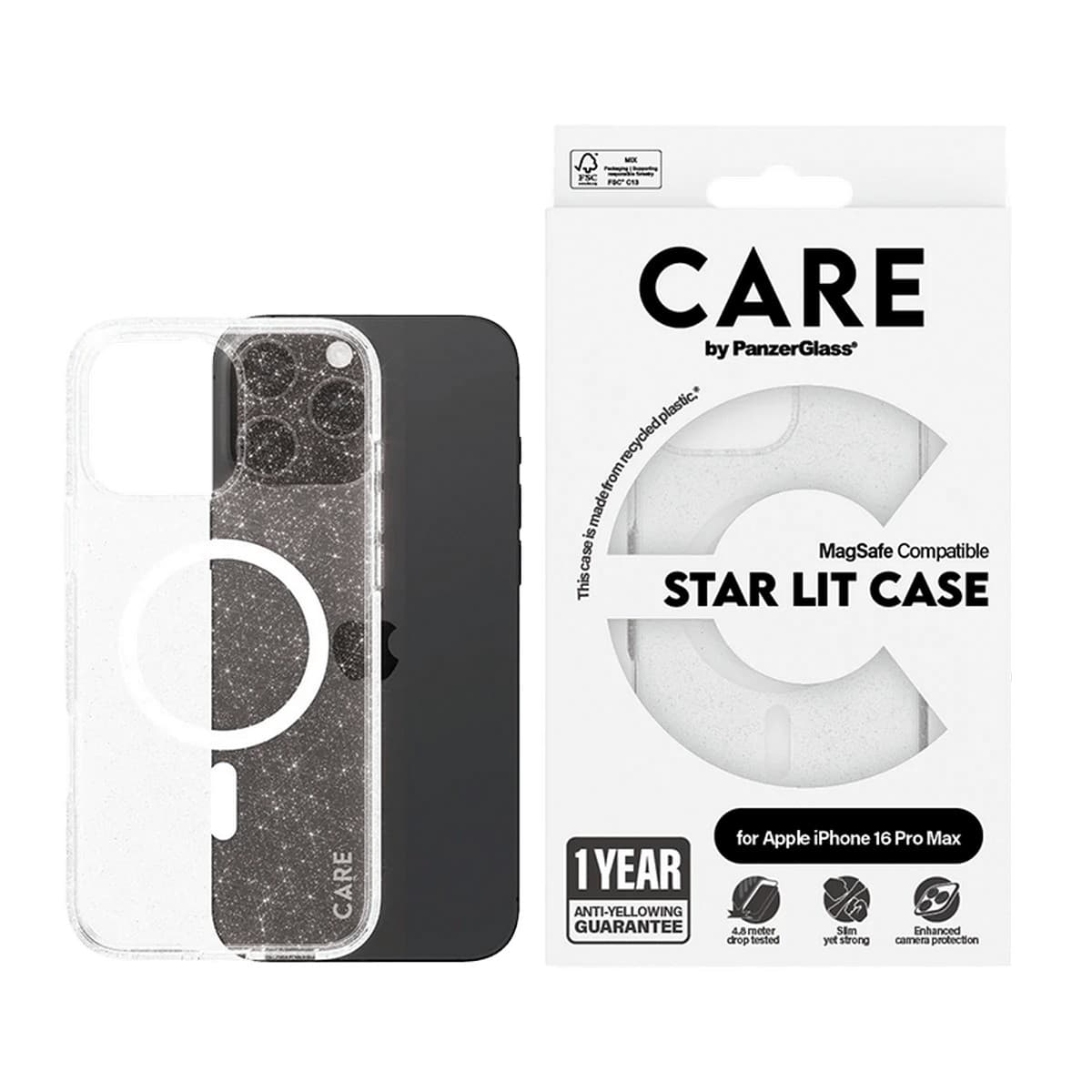 PanzerGlass Star Lit Care Urban Combat Case with White MagSafe for iPhone 16 Pro Max