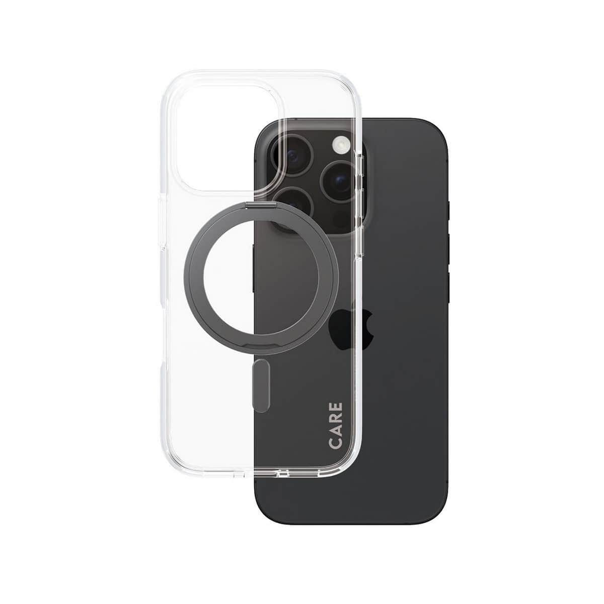 PanzerGlass Transparent Care Feature Case with Black Kickstand & MagSafe