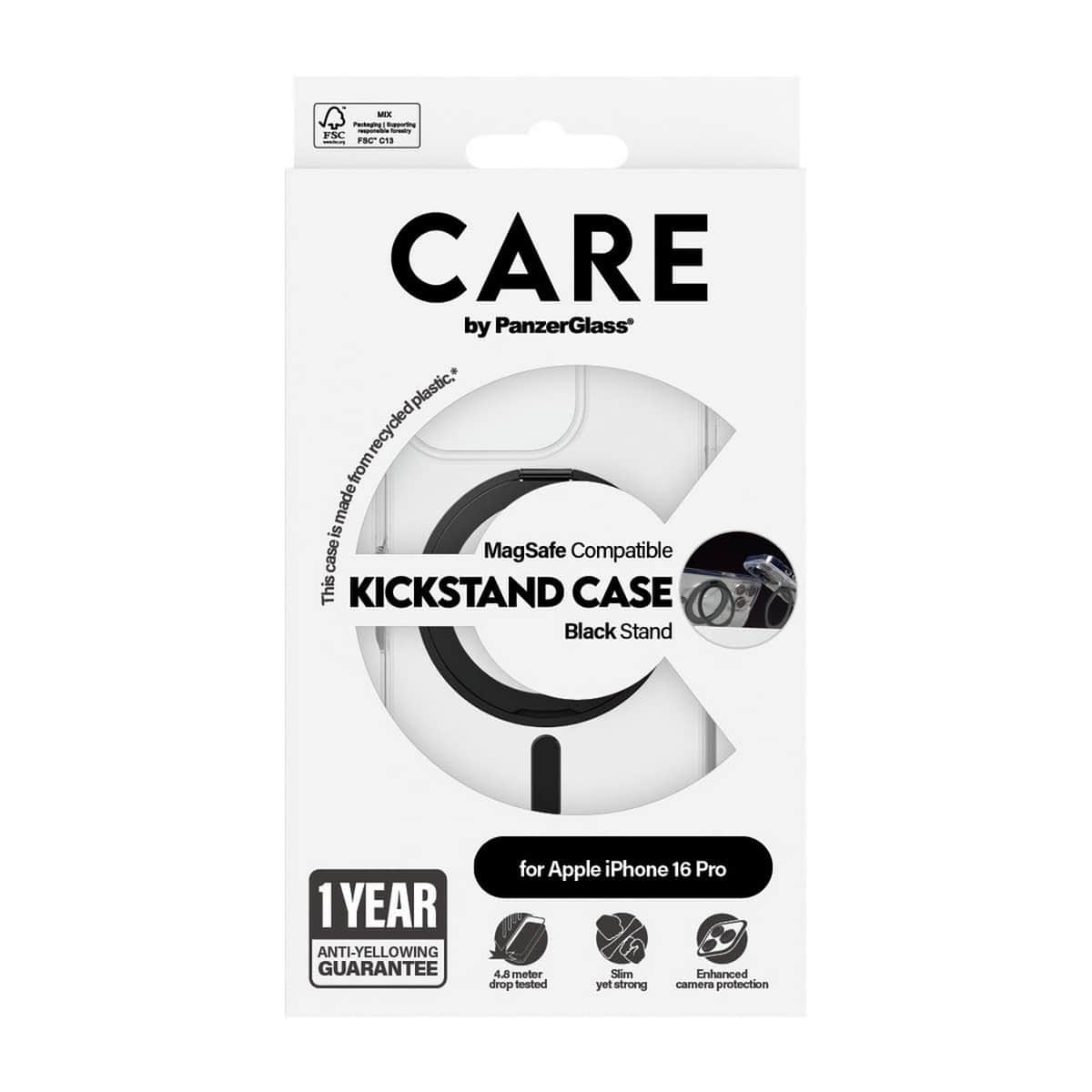 PanzerGlass Transparent Care Feature Case with Black Kickstand & MagSafe