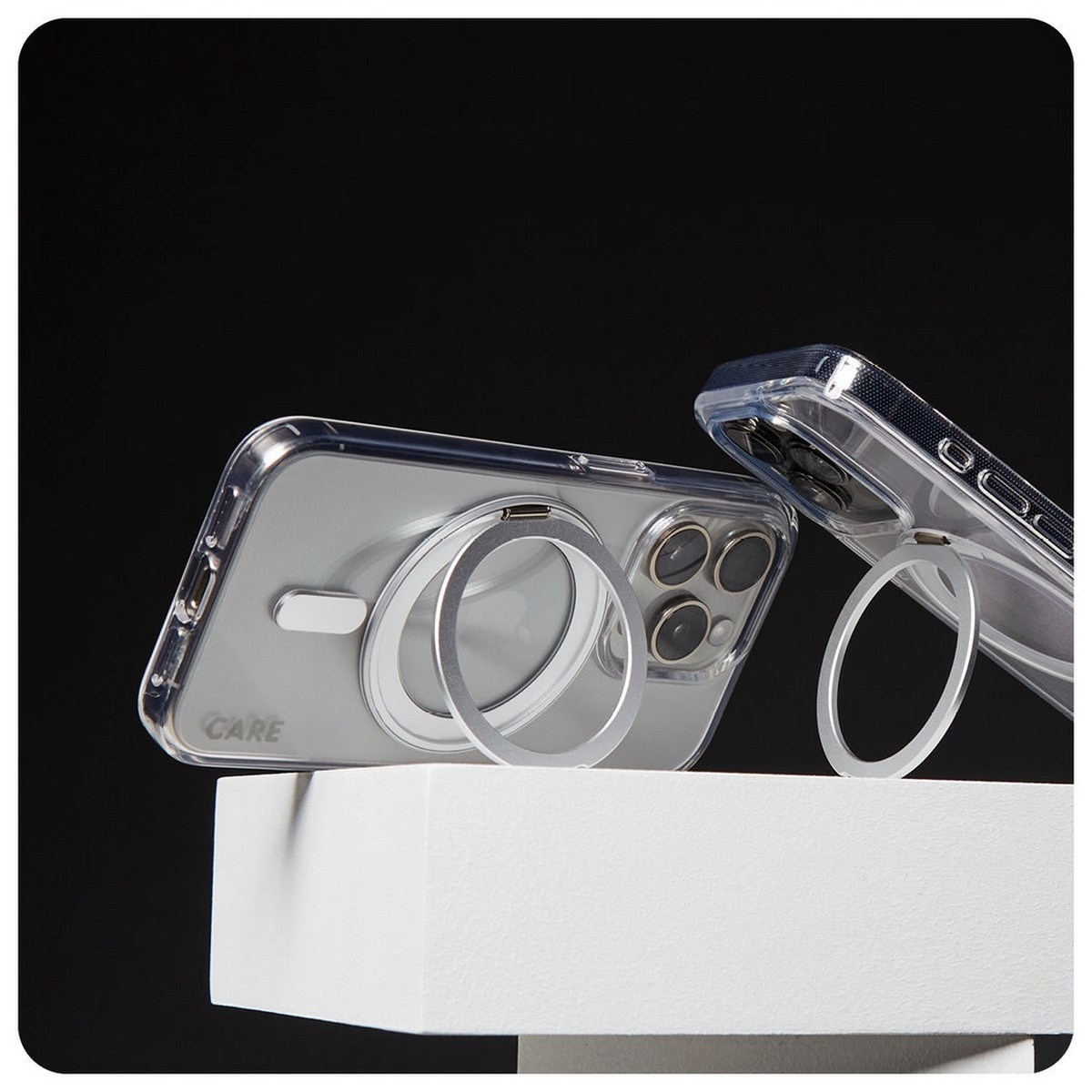 PanzerGlass Transparent Care Feature Case with Silver Kickstand & MagSafe