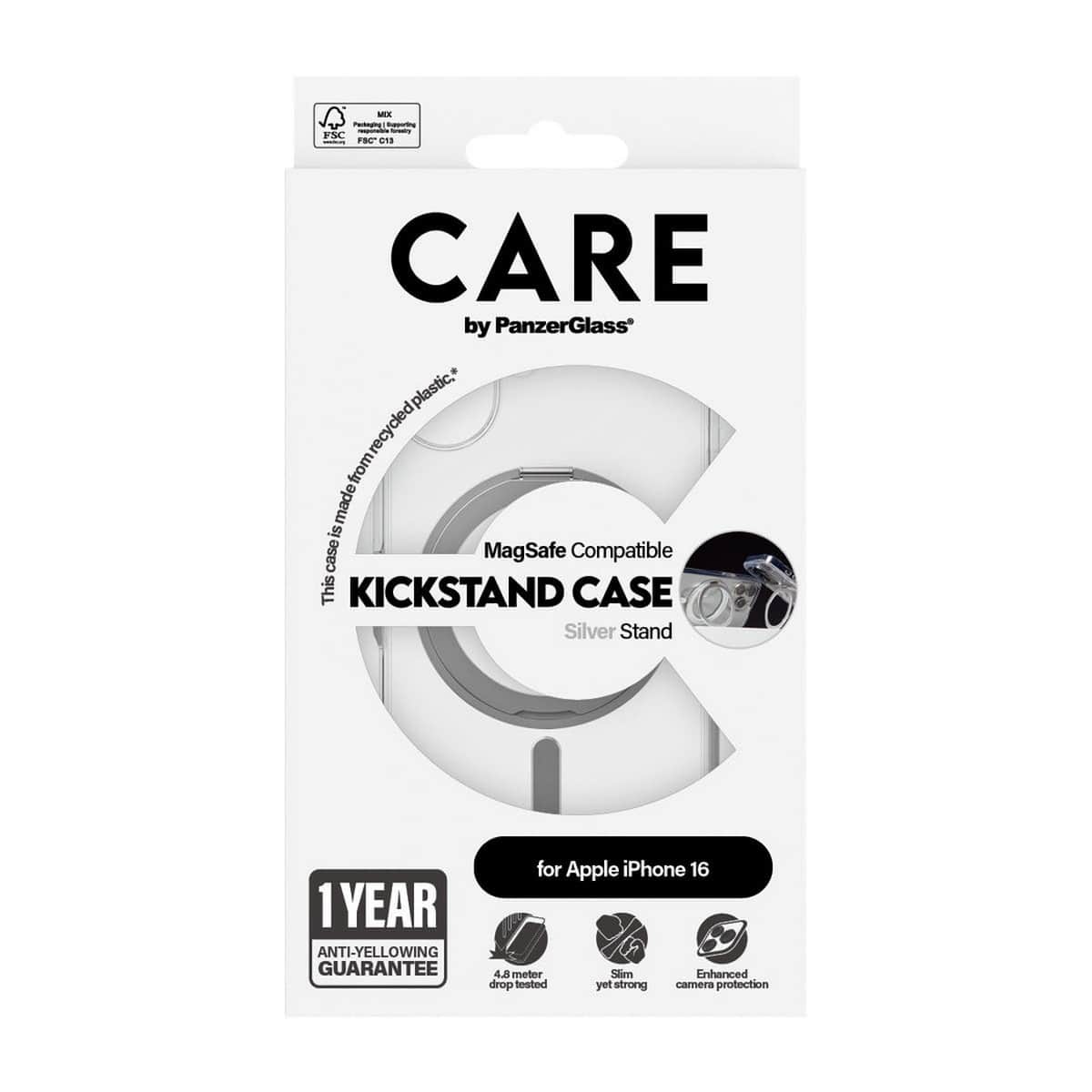 PanzerGlass Transparent Care Feature Case with Silver Kickstand & MagSafe