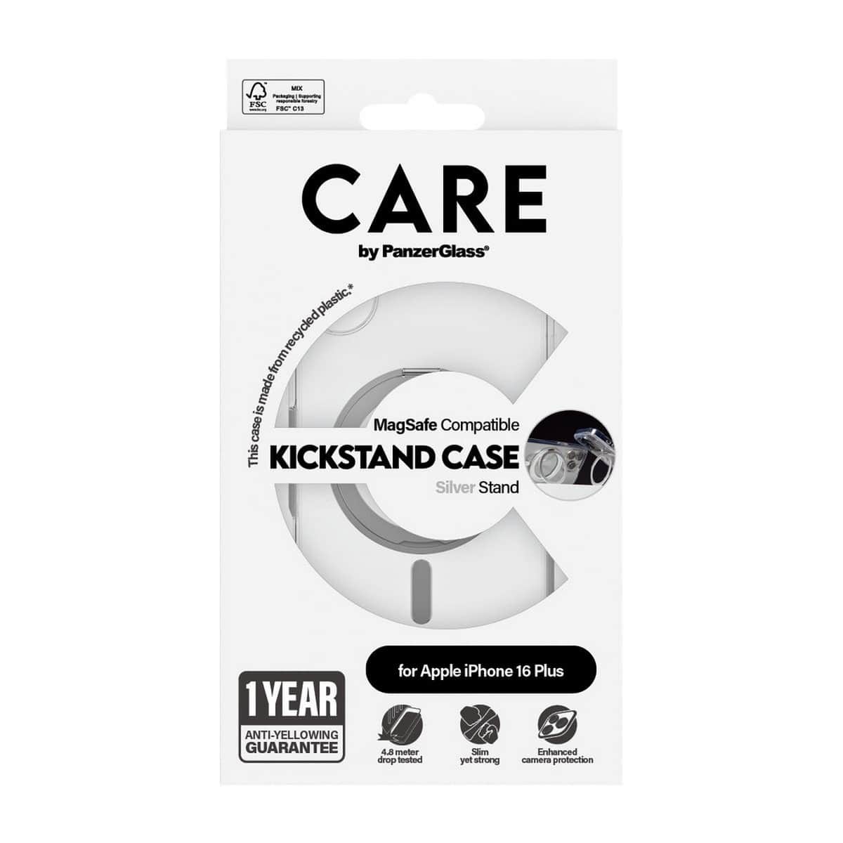 PanzerGlass Transparent Care Feature Case with Silver Kickstand & MagSafe