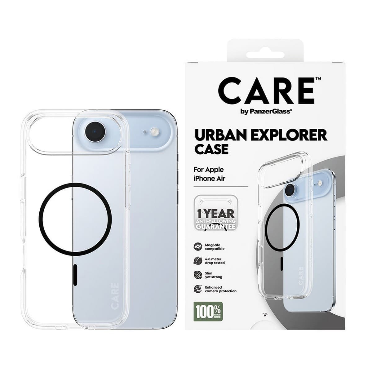 PanzerGlass Transparent Care Urban Explorer Case with Black MagSafe for iPhone 17 Air