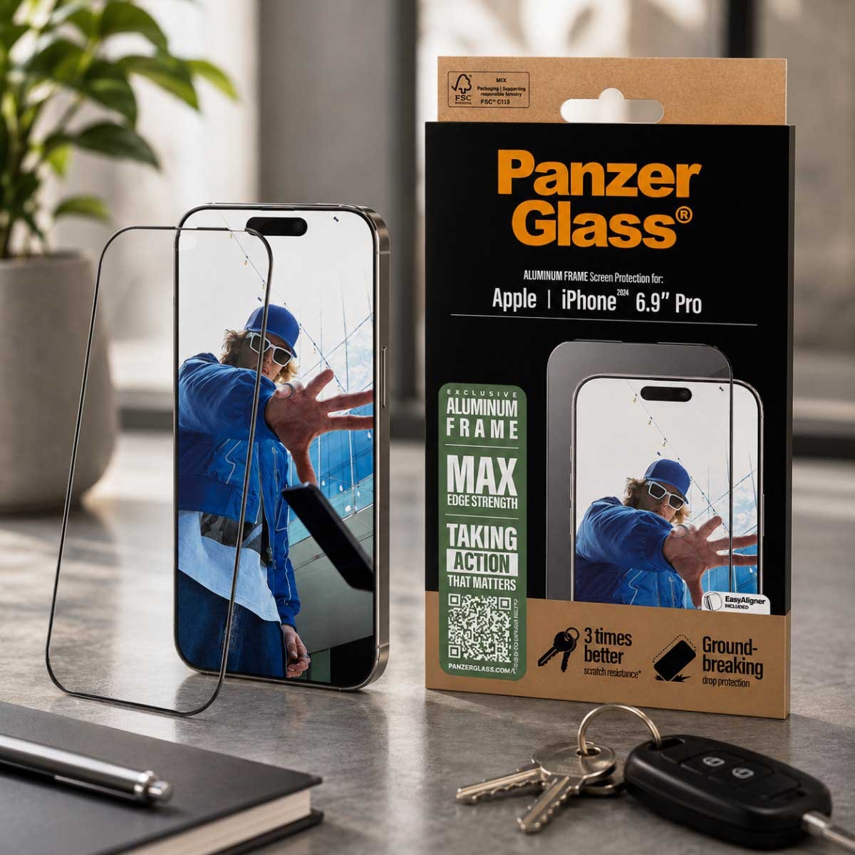 PanzerGlass Ultra-Wide Fit Aluminum Frame Screen Protector