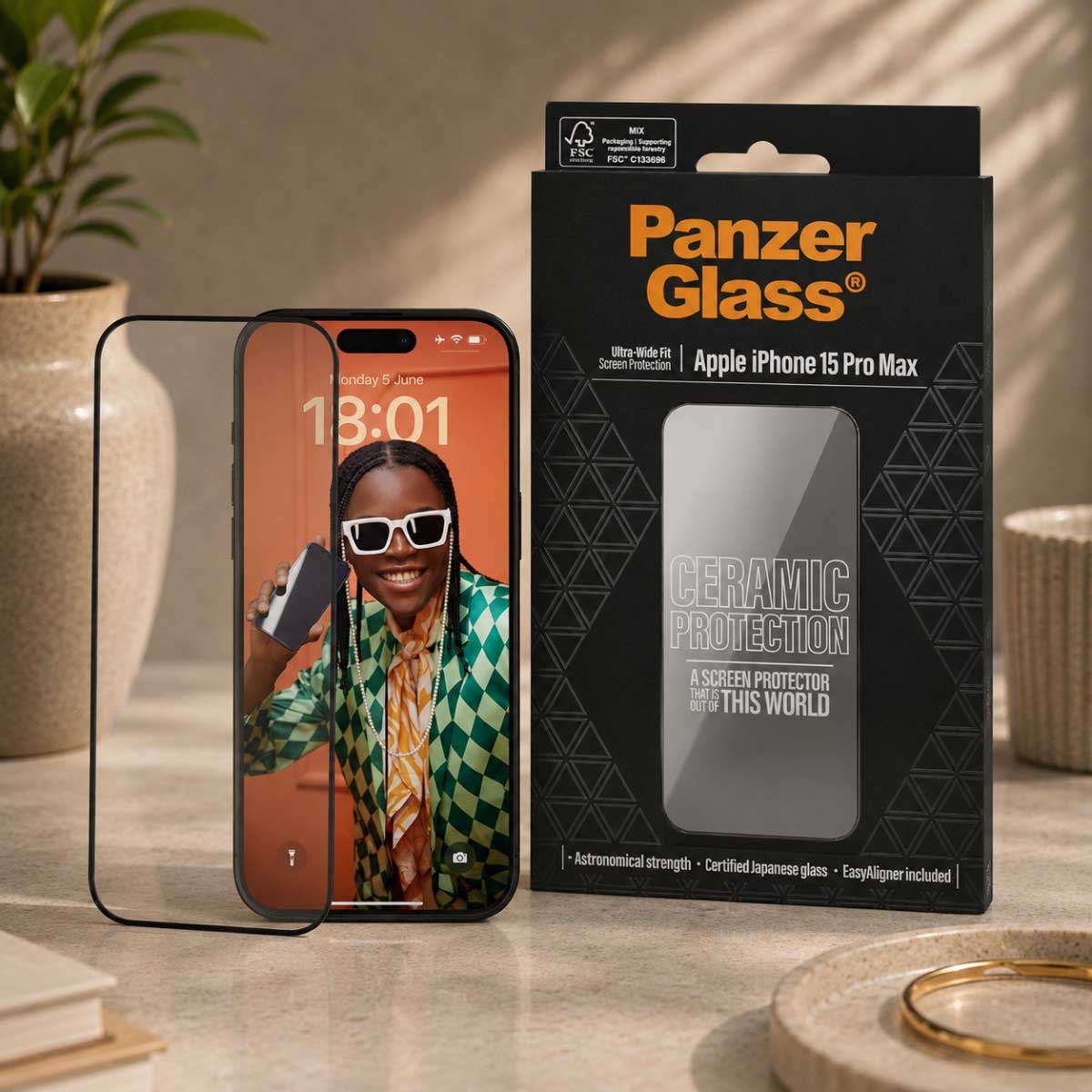 PanzerGlass Ultra-Wide Fit Ceramic Screen Protector with EasyAligner
