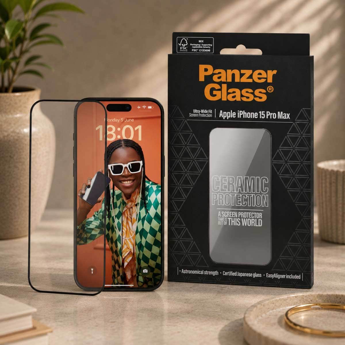 PanzerGlass Ultra-Wide Fit Ceramic Screen Protector with EasyAligner
