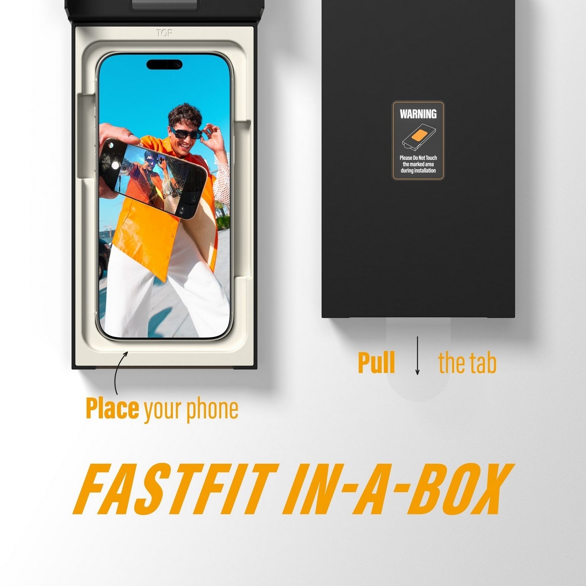 بانزرجلاس واقي شاشة بعرض كامل FastFit بإطار أسود