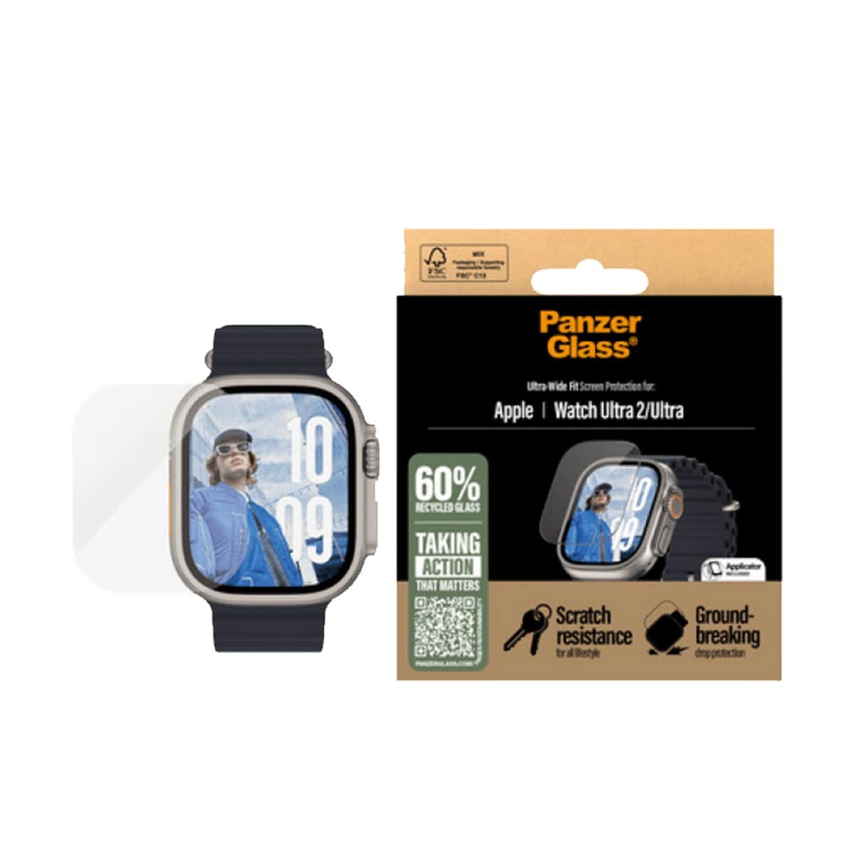 PanzerGlass Ultra-Wide Fit Screen Protector for Apple Watch Ultra 2 (49mm)