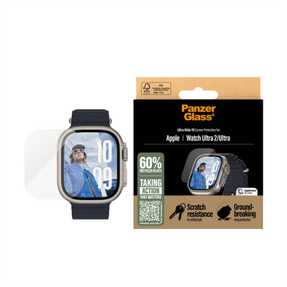 PanzerGlass Ultra-Wide Fit Screen Protector for Apple Watch Ultra 2 (49mm)
