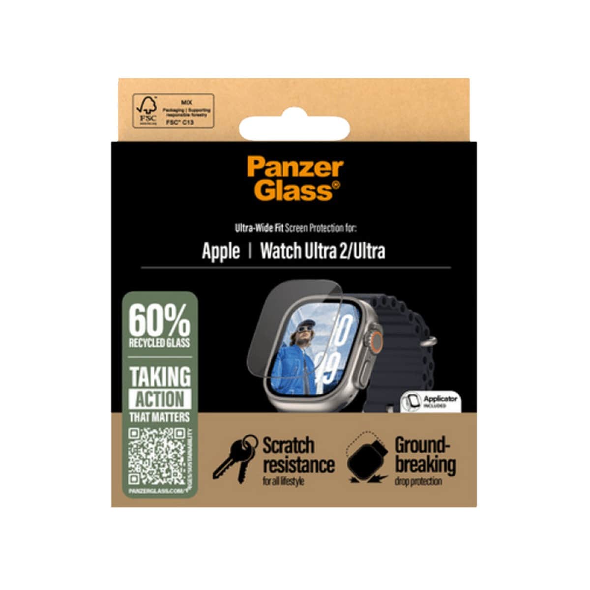 PanzerGlass Ultra-Wide Fit Screen Protector for Apple Watch Ultra 2 (49mm)