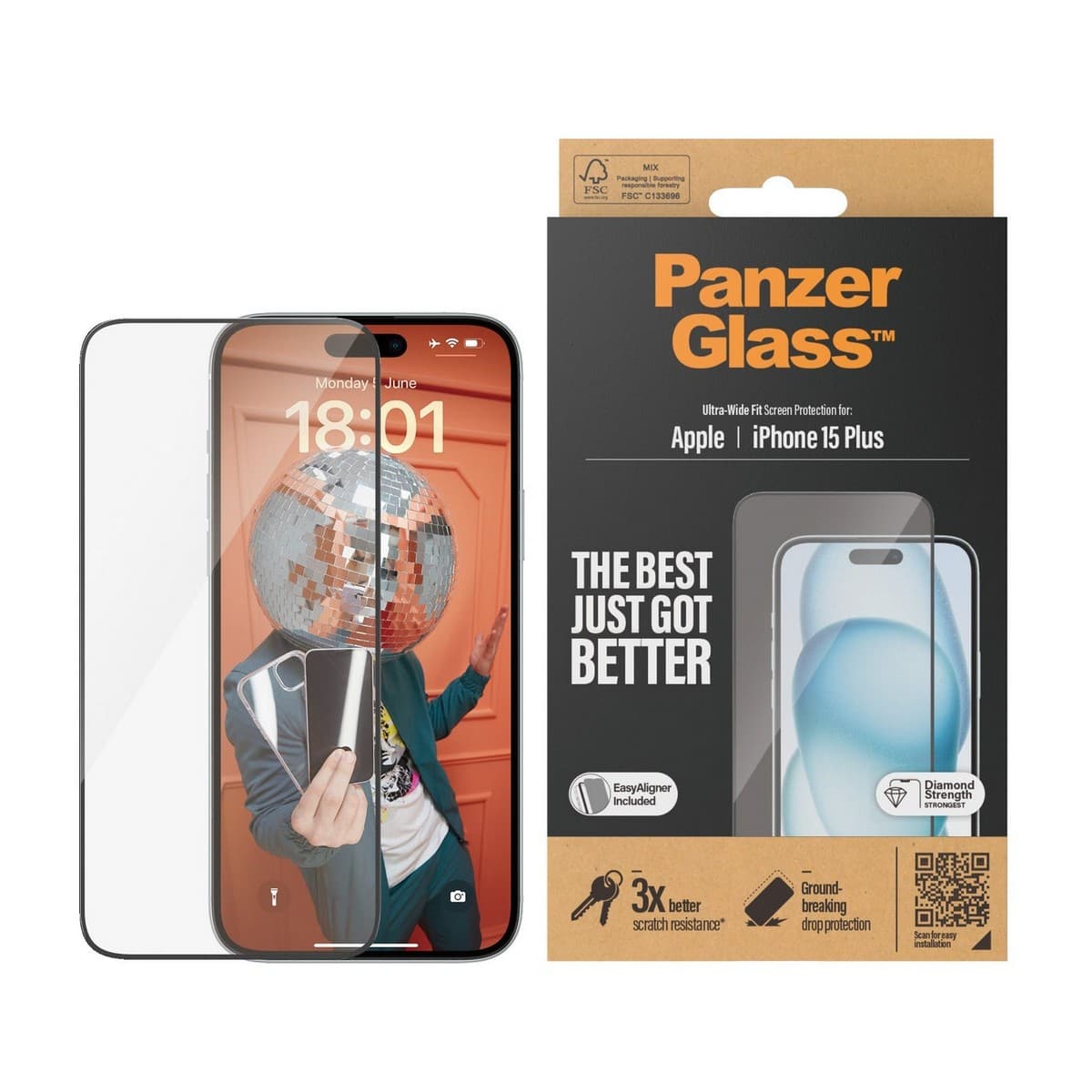 PanzerGlass Ultra-Wide Fit Screen Protector for iPhone 15 Plus/14 Pro Max