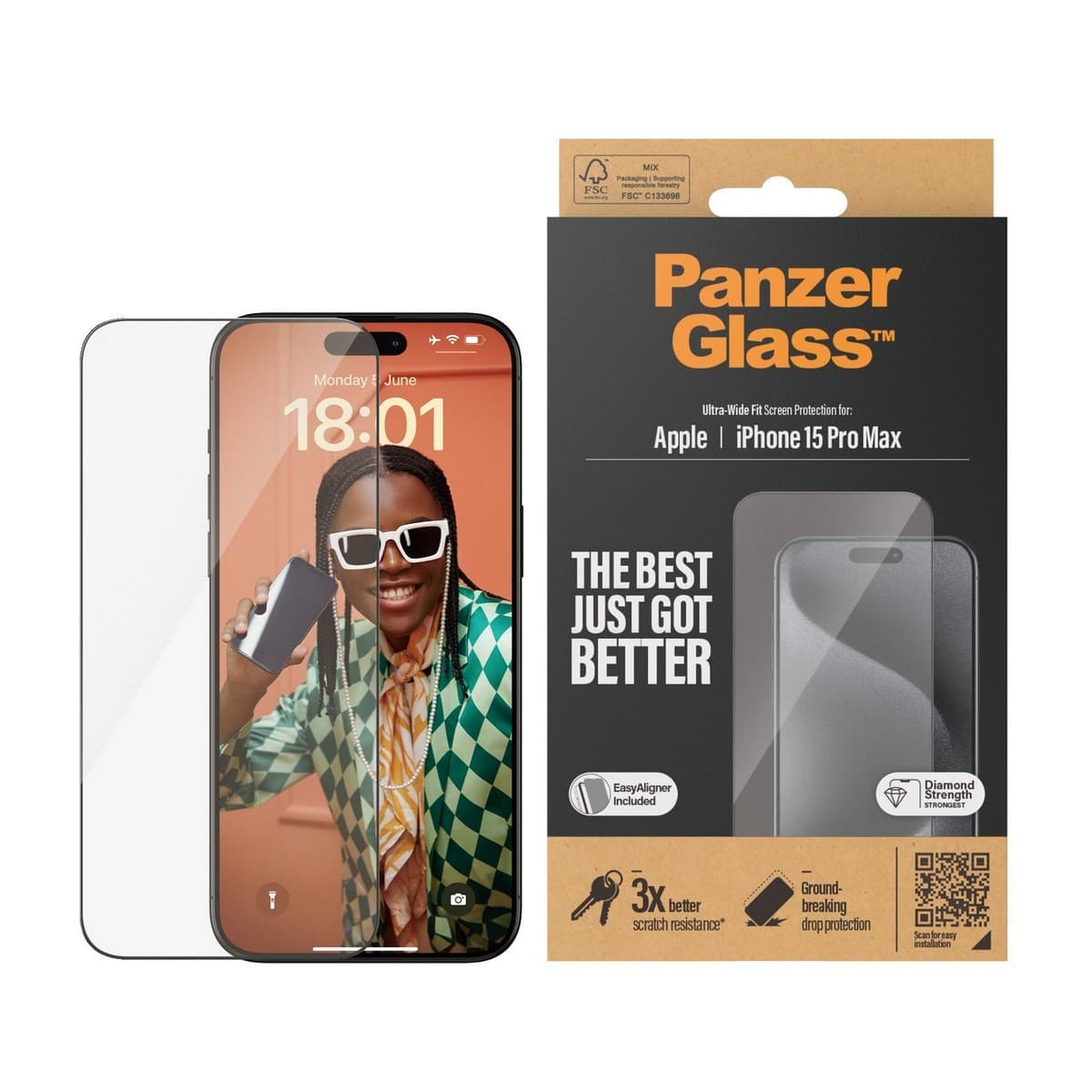 PanzerGlass Ultra-Wide Fit Screen Protector for iPhone 15 Pro Max