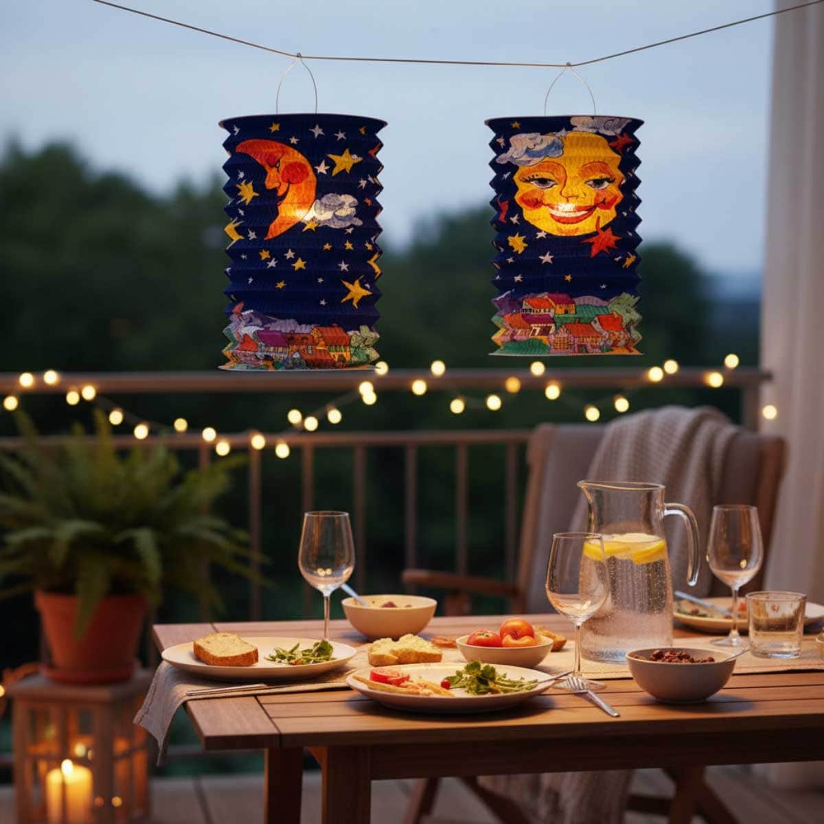 Party Centre 11" Sun & Moon Flame Retardant Drop Lantern