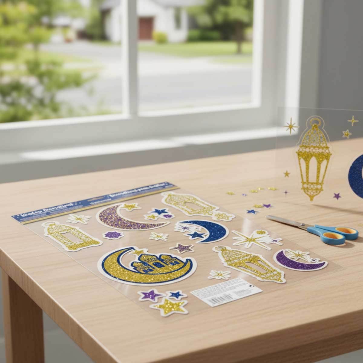 Party Centre 15-Piece Eid Celebration String Window Sticker Set
