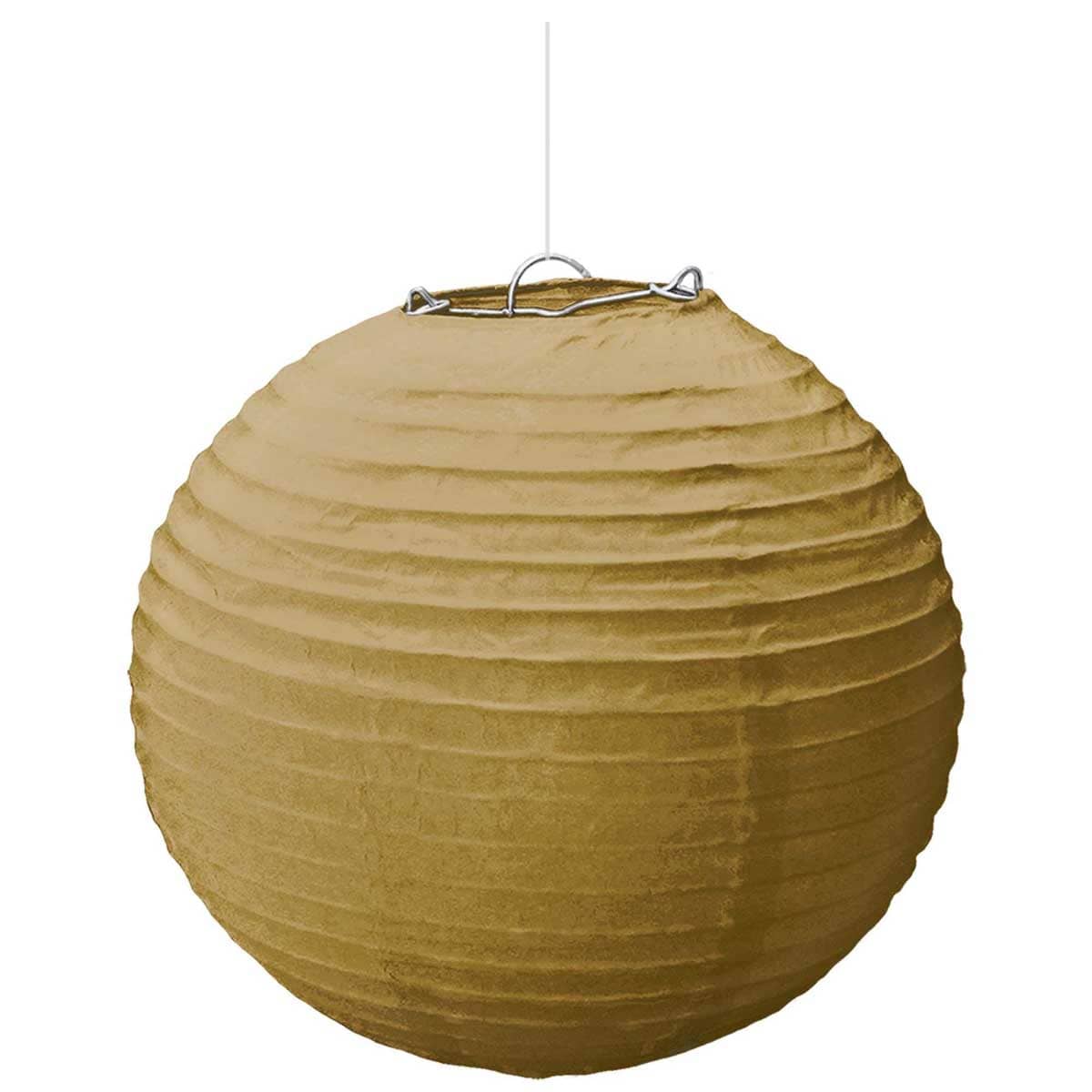 Party Centre 3-Piece 9.5" Gold Round Paper Lanterns Set