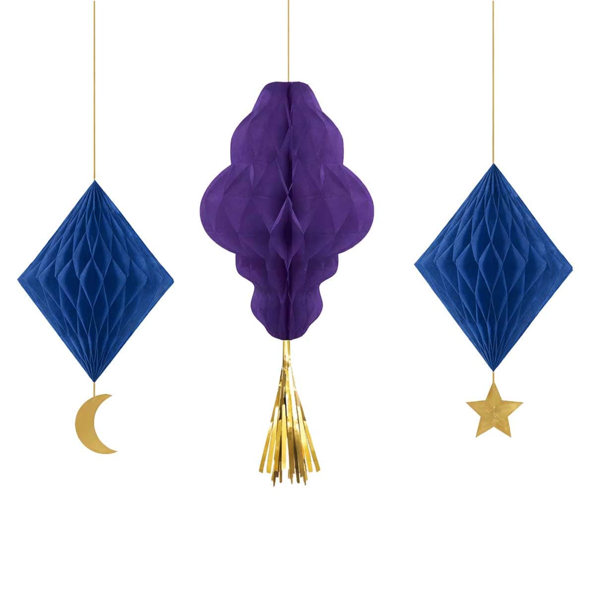 Party Centre 3-Piece Eid Celebration Honeycomb Decoration Set