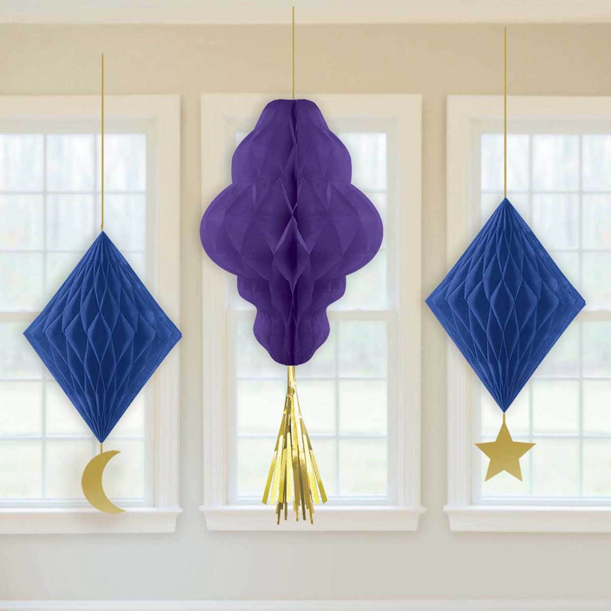 Party Centre 3-Piece Eid Celebration Honeycomb Decoration Set