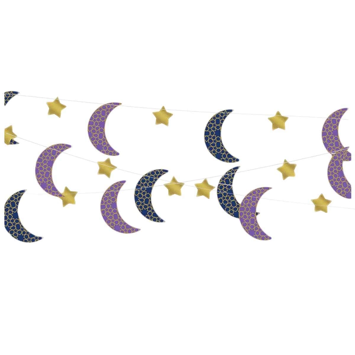 Party Centre 6-Piece Eid Celebration Moon & Stars String Decoration Set