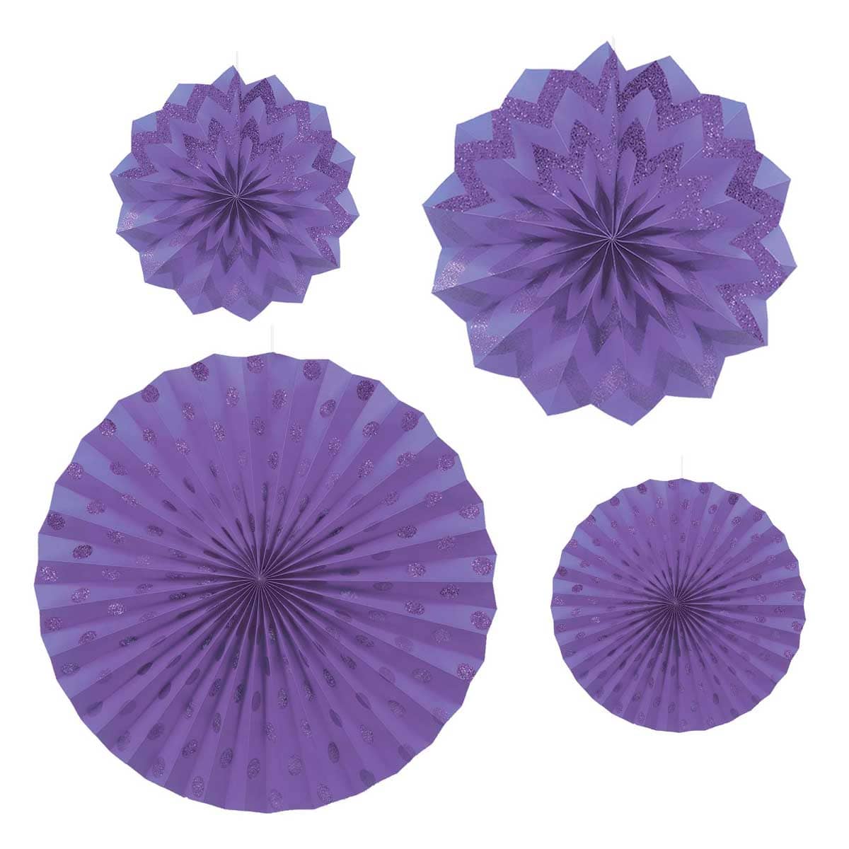 Party Centre Purple Glitter Paper Fans