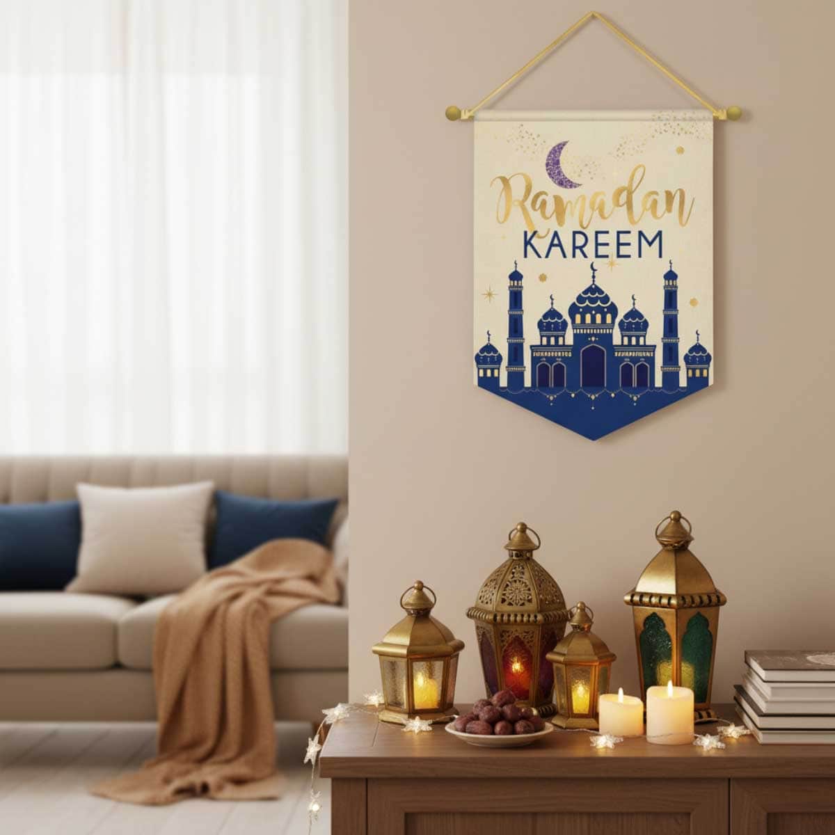 Party Centre Ramadan Kareem Canvas Hanging Decoration