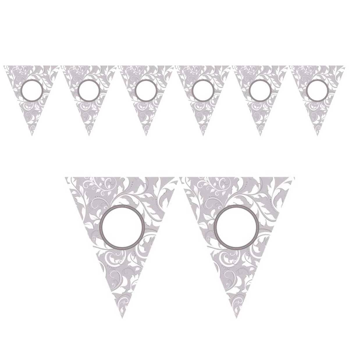 Party Centre Silver Elegant Scroll Printed Pennant Banner