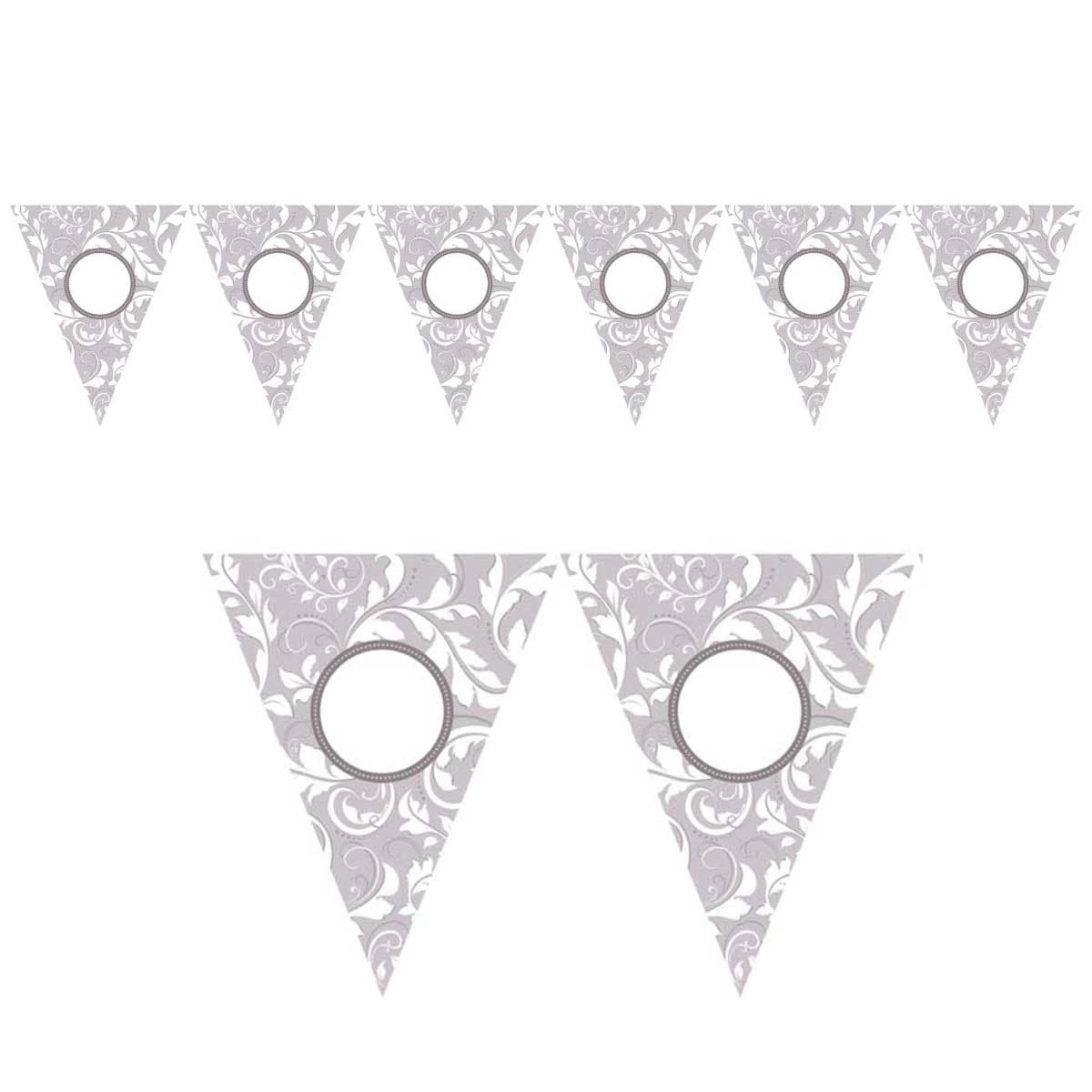 Party Centre Silver Elegant Scroll Printed Pennant Banner