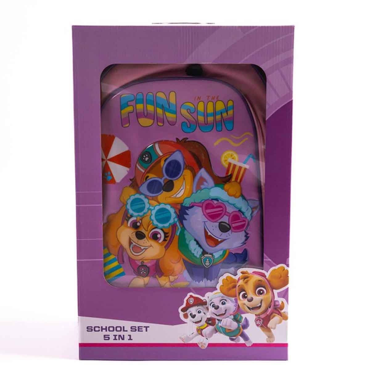 باو باترول مجموعة حقيبة ترولي مقاس 18 انش مع حقيبة غداء ومقلمة وزجاجة مياه وصندوق طعام