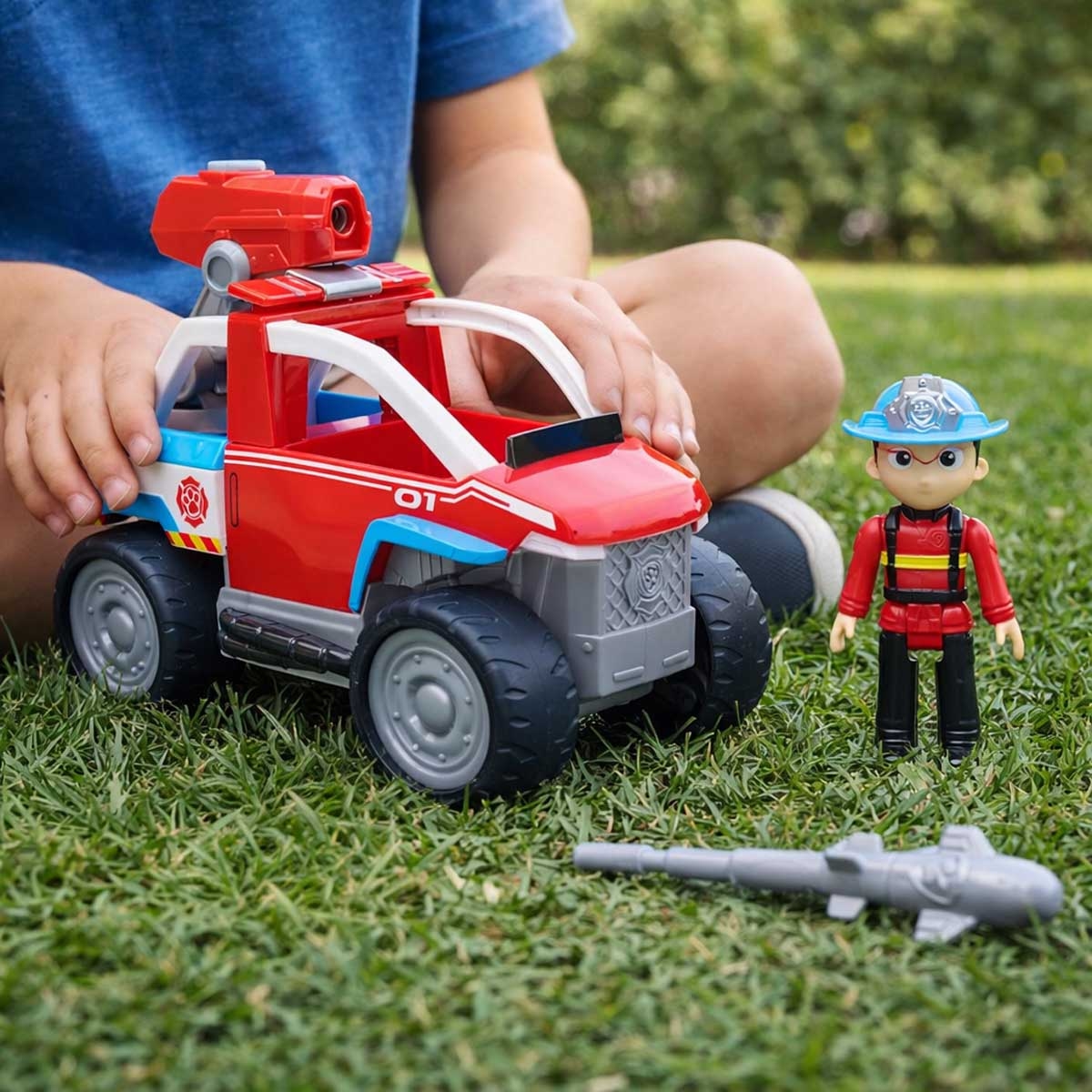 مجموعة ألعاب سيارة الإنقاذ والإطفاء الكبيرة من باو باترول وشخصية رايدر، مناسبة للجنسين، من 3 إلى 4 سنوات