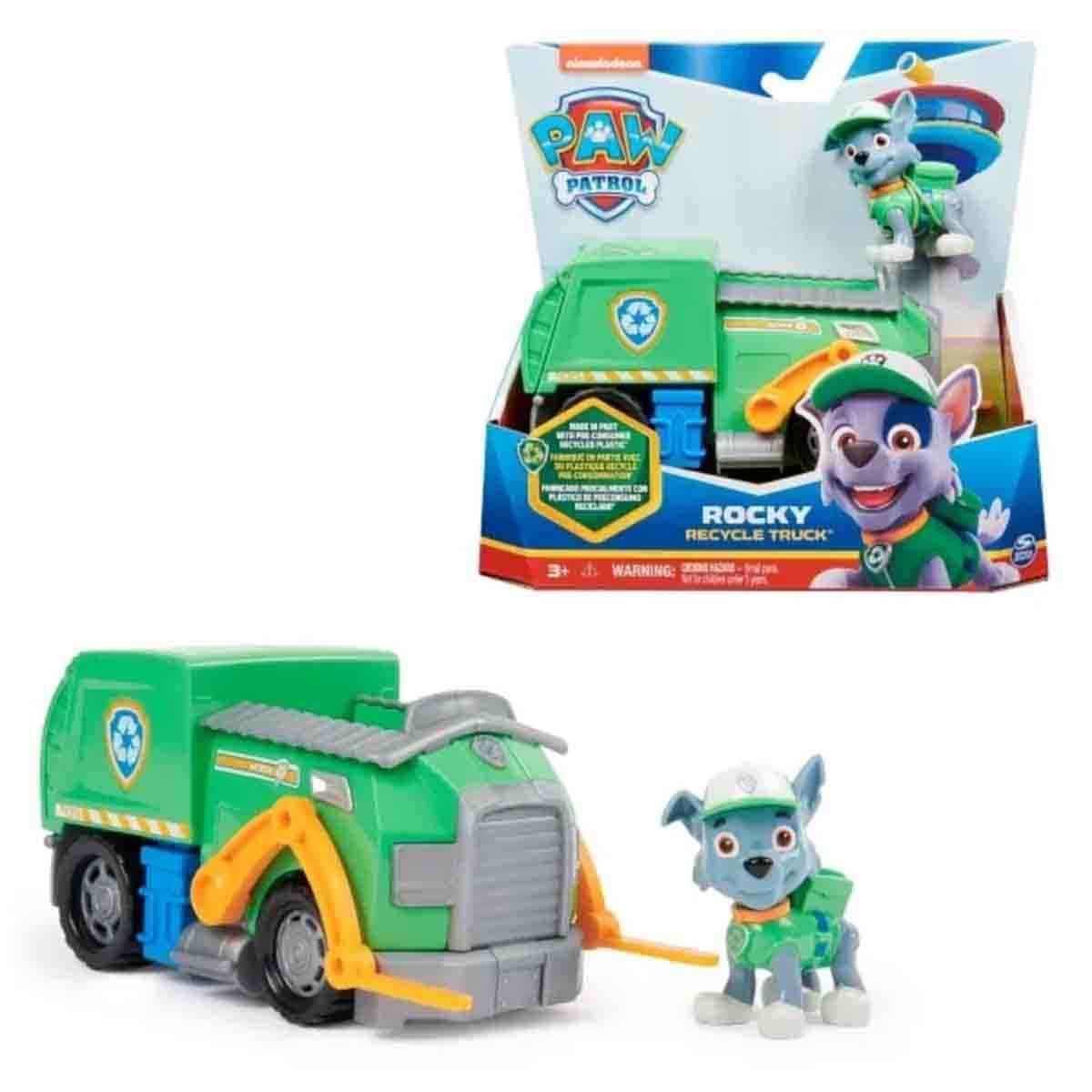 Paw Patrol Sustainable Basic Vehicle Rocky Recycle Truck Playset Unisex, 3-4 Years