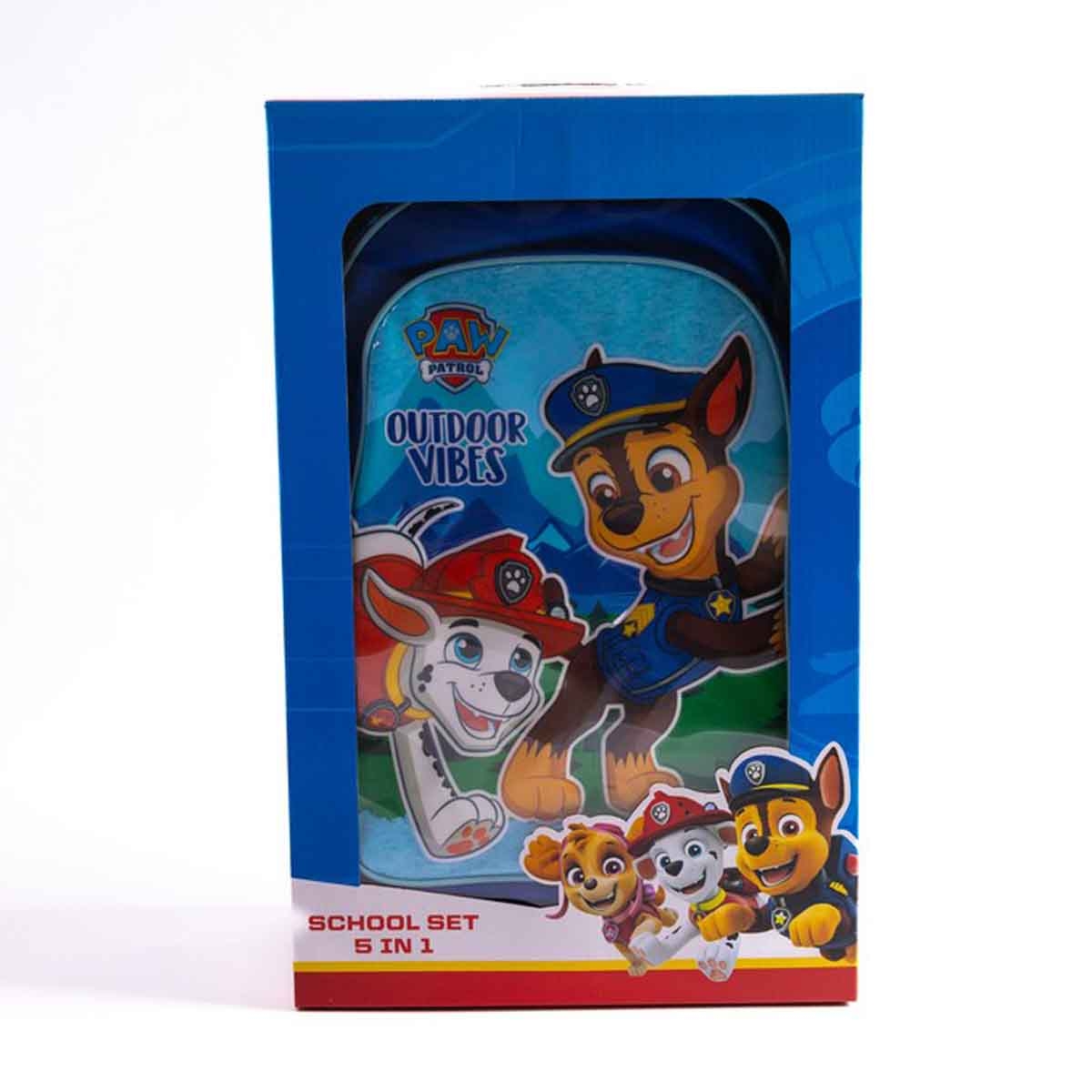 باو باترول مجموعة حقيبة ترولي مدرسية مقاس 18 انش مع حقيبة غداء ومقلمة وزجاجة مياه وصندوق طعام