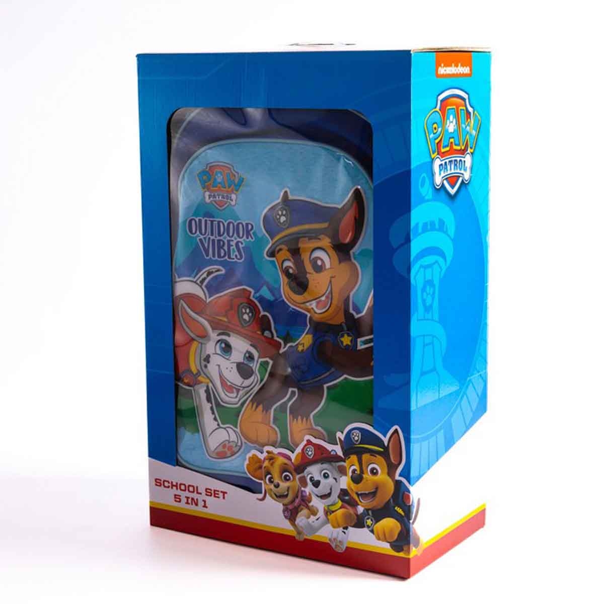 باو باترول مجموعة حقيبة ترولي مدرسية مقاس 18 انش مع حقيبة غداء ومقلمة وزجاجة مياه وصندوق طعام