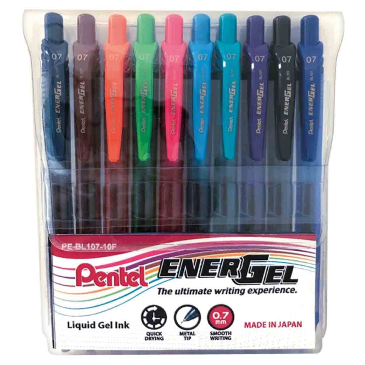 Pentel 0.7 mm Energel X Metal Tip Roller Ball Pen, Pack of 10