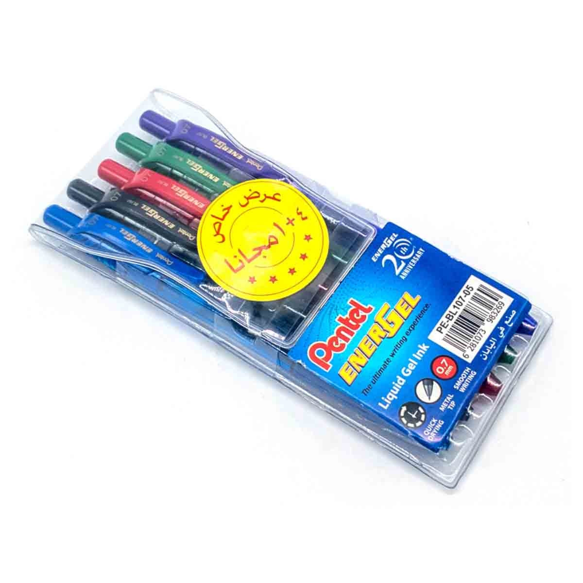 Pentel 0.7 mm Energel X Metal Tip Roller Ball Pen, Pack of 5