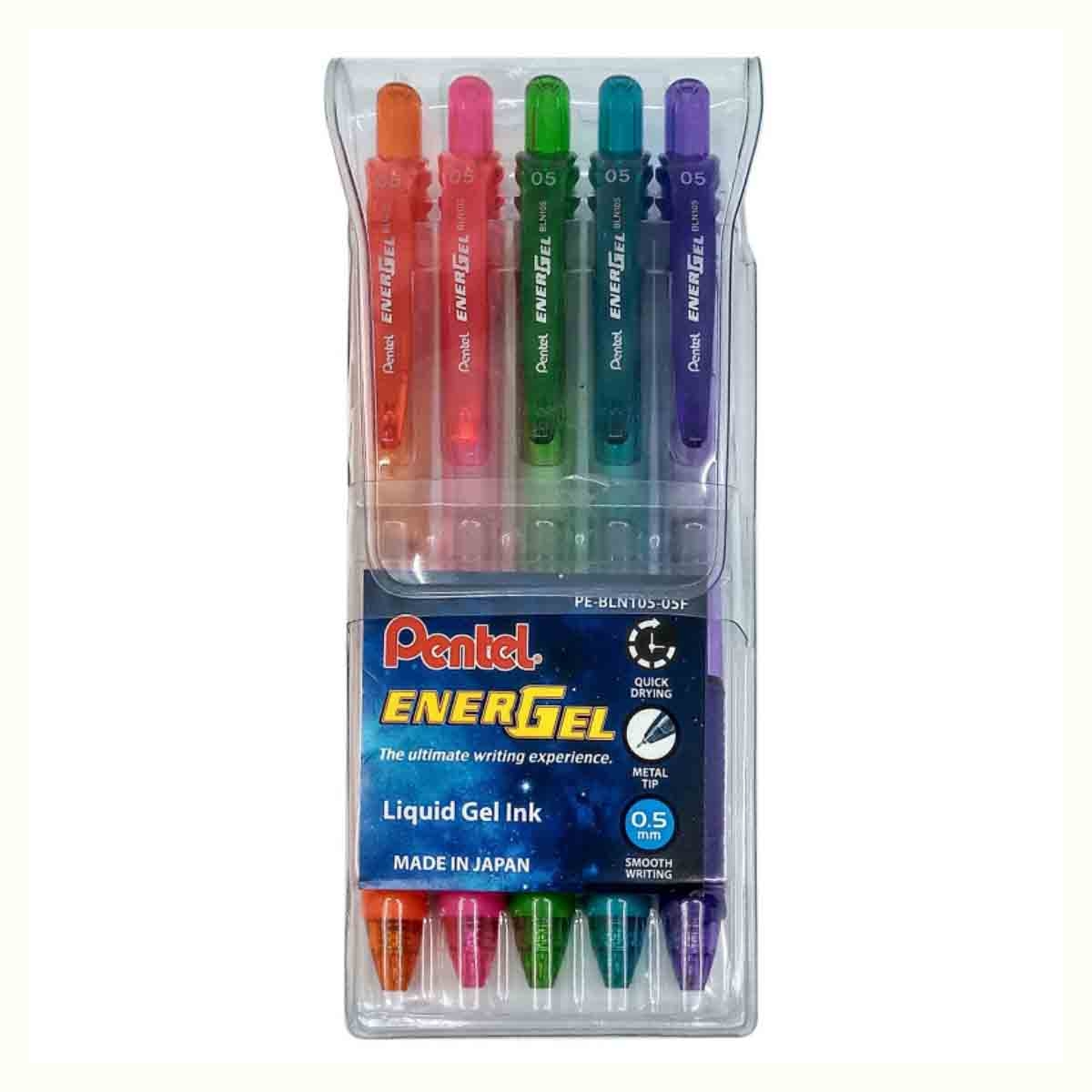 Pentel PE-BLN105-05F 0.5 mm Energel-X Needle Tip Gel Pen, Pack of 5