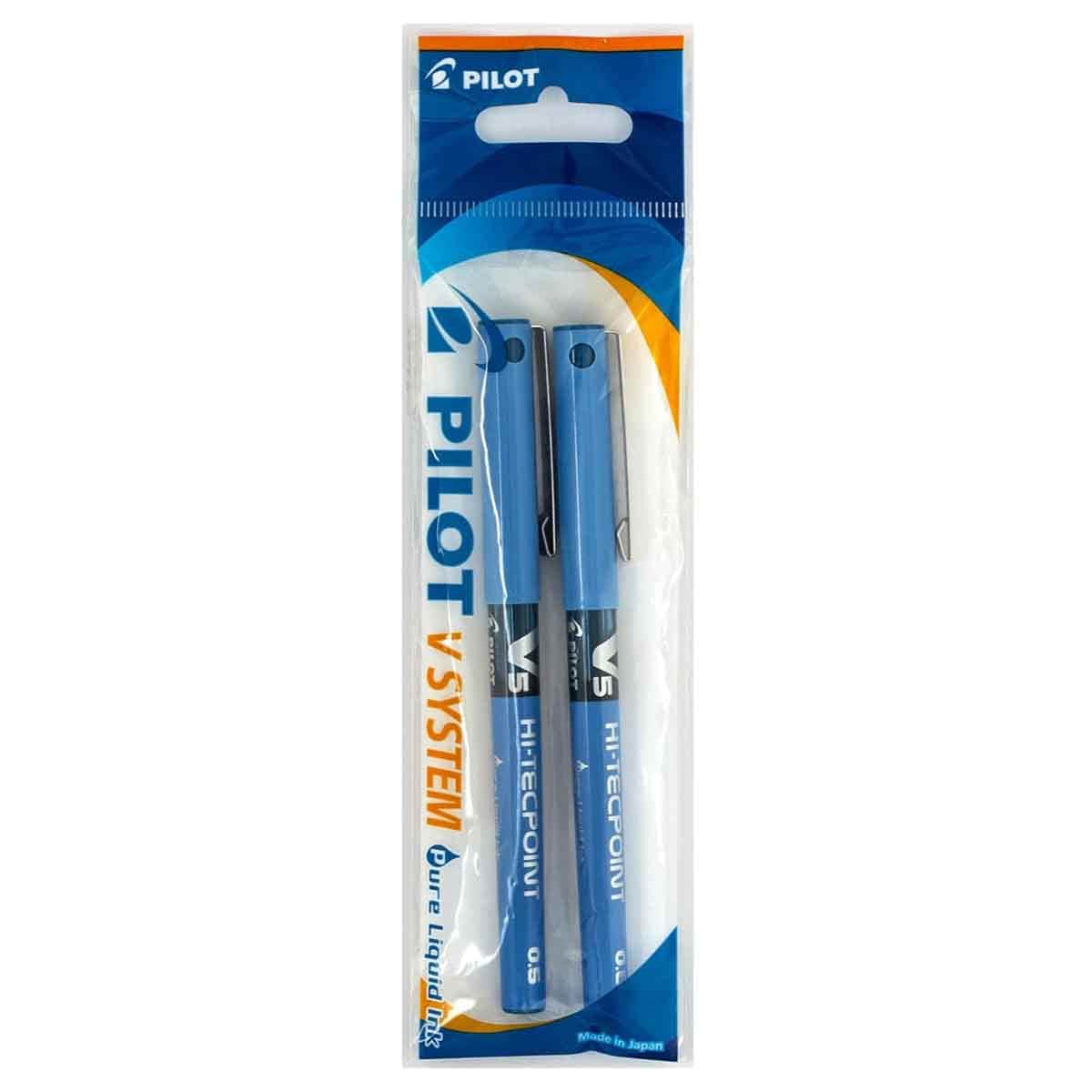 Pilot 2-Piece Hi-Tecpoint V5 Blue Pen Set