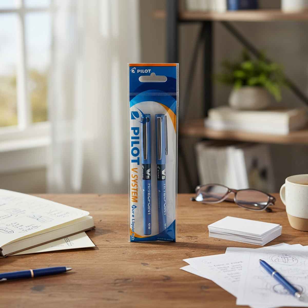 بايلوت مجموعة أقلام هاي تيك بوينت V5 عدد 2 باللون الأزرق