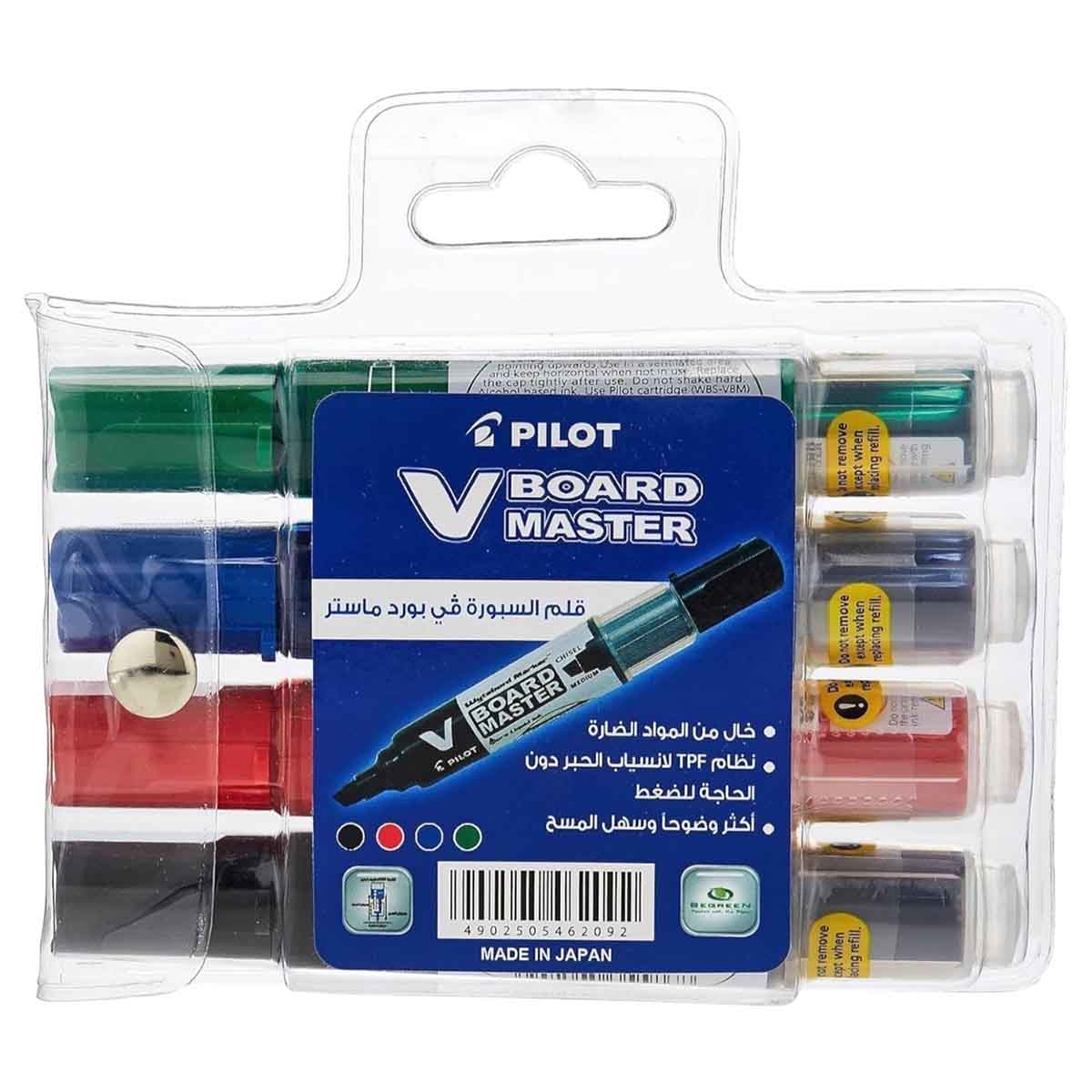 بايلوت مجموعة ماركر سبورة بيضاء V برود ماستر عدد 4