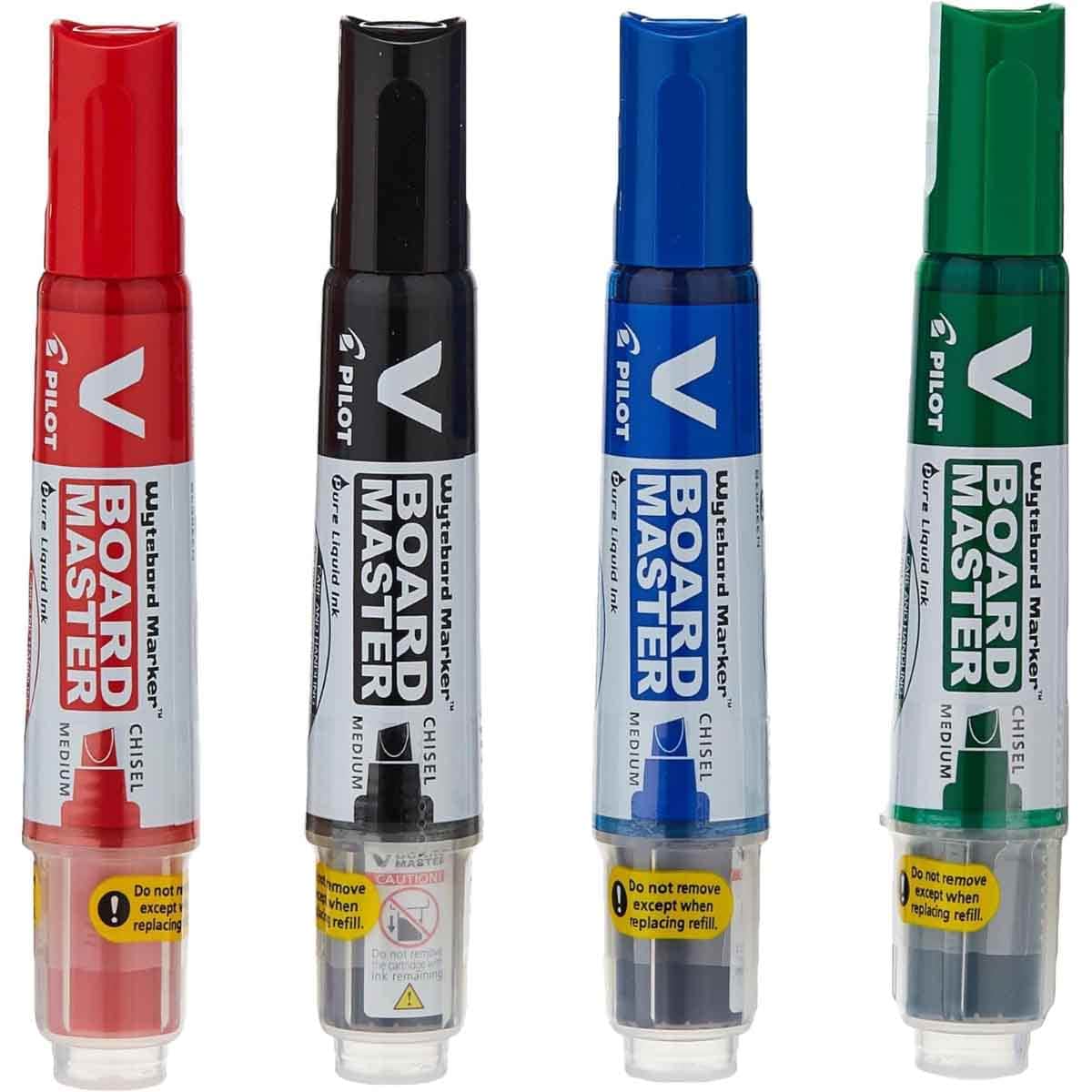 Pilot 4-Piece V Broad Master White Board Marker Set