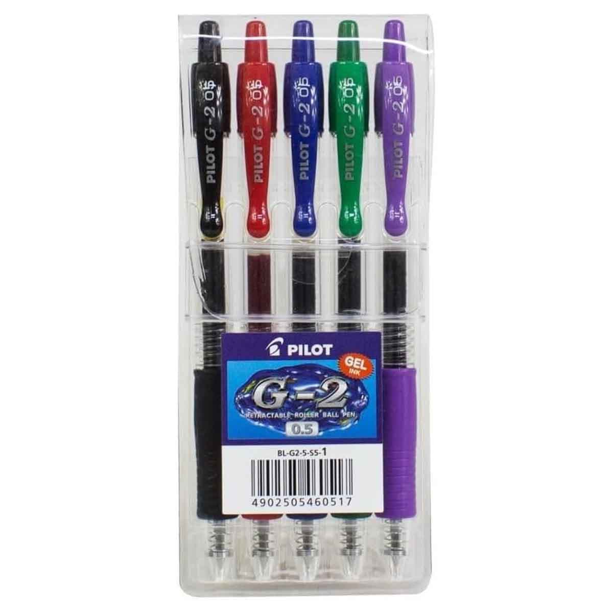 Pilot 5-Piece 0.5mm G-2 Gel Ink Pen Set
