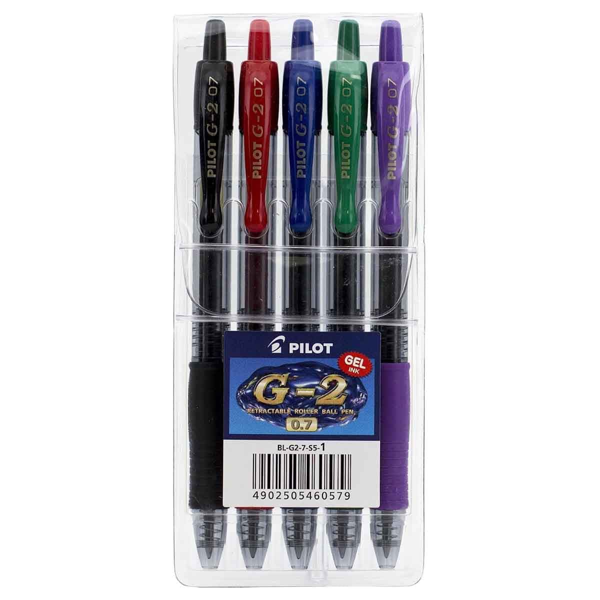Pilot 5-Piece 0.7mm G-2 Gel Ink Pen Set