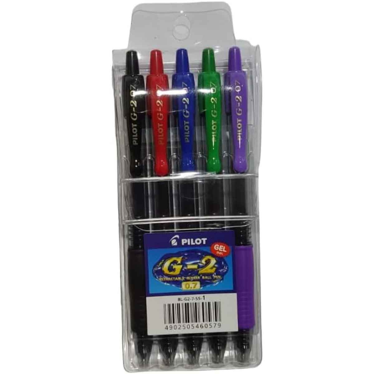 بايلوت مجموعة أقلام جل G-2 0.7 مم عدد 5