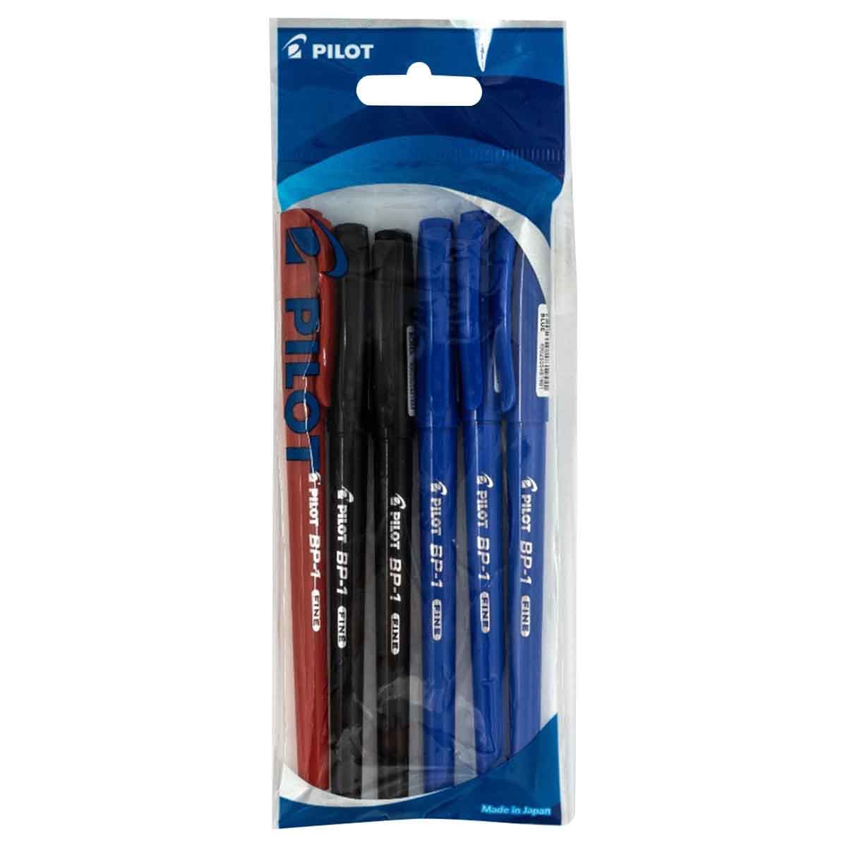 Pilot 6-Piece 0.7mm BP-1 Ballpoint Pen Set